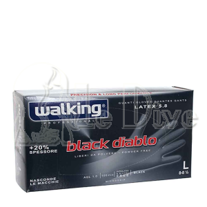 100 GUANTI MONOUSO IN LATTICE NERI WALKING BLACK DIABLO TAGLIA L 8-8,5 -  Walking- Le Dive Beauty